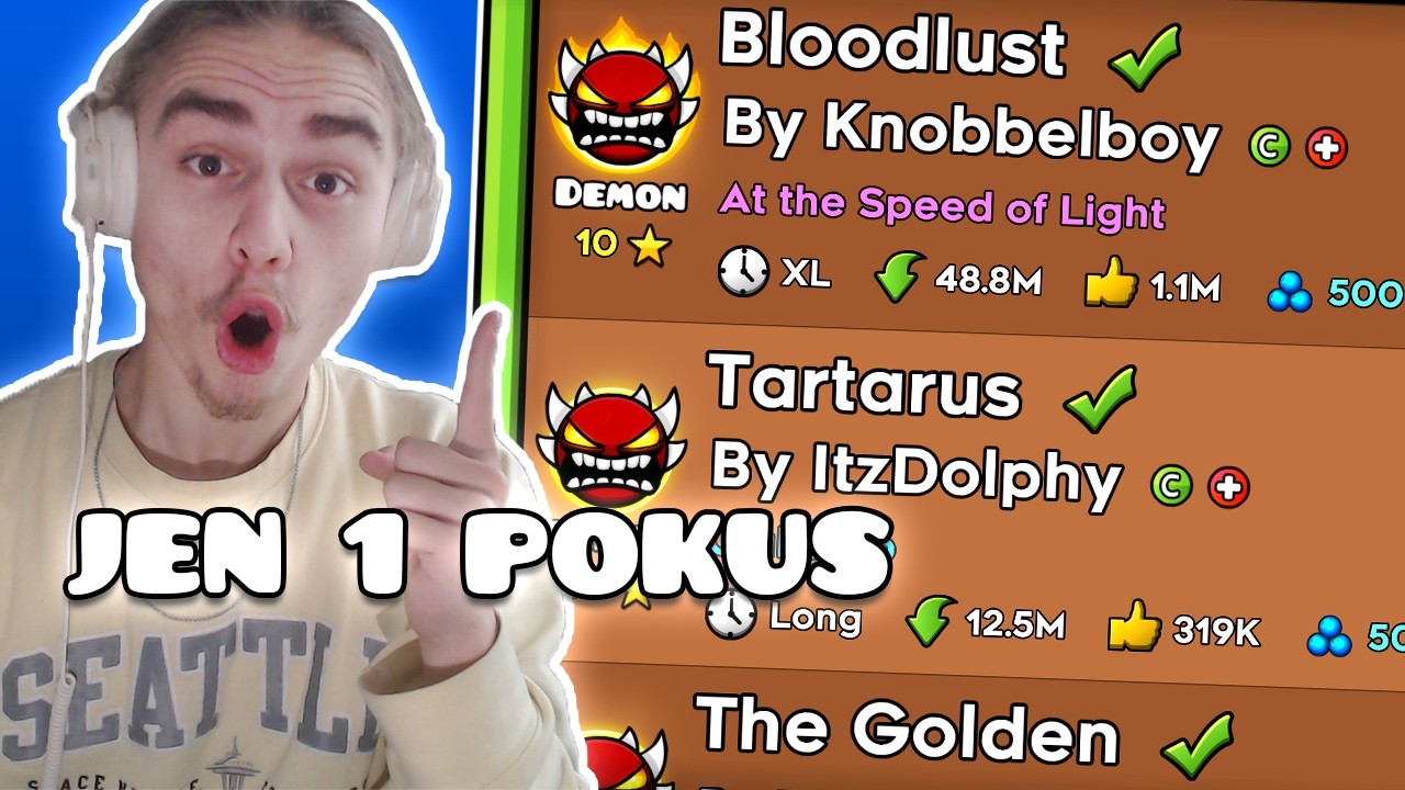 JEDEN POKUS na KAŽDÉM EXTREME DEMONU který jsem DOHRÁL!