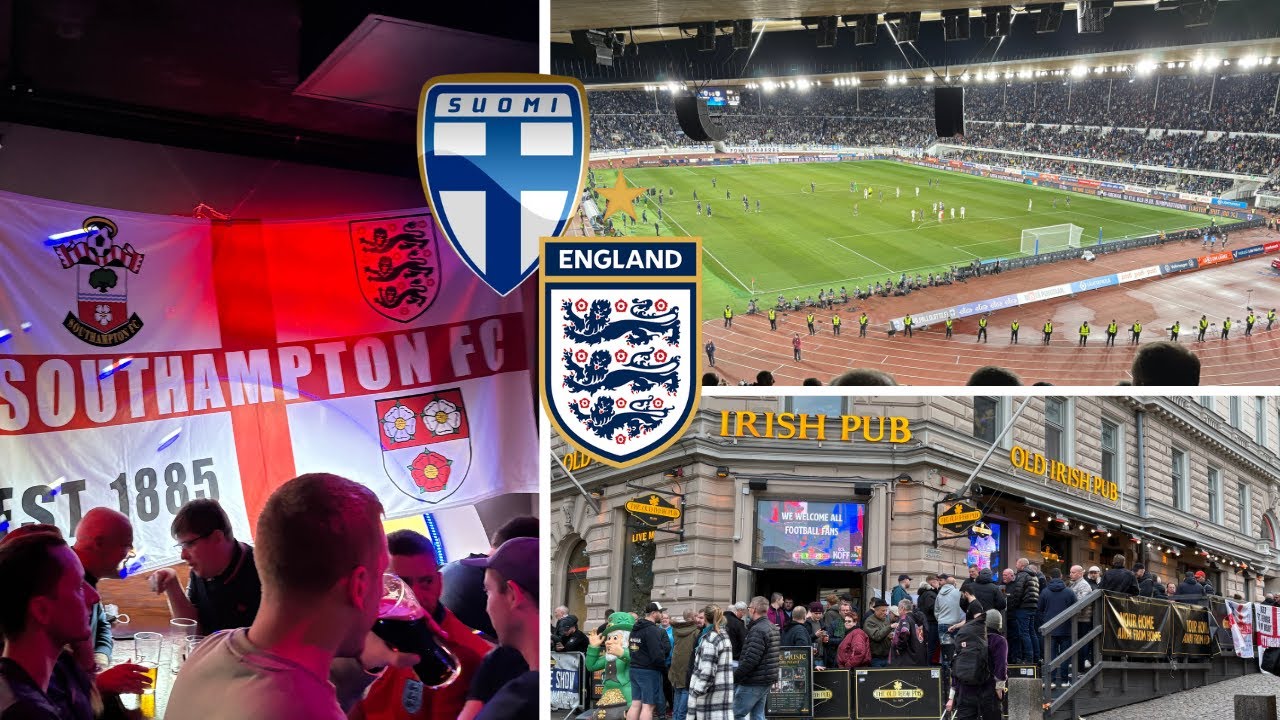 England fans travelled to Helsinki for see their team beat Finland 3-1 at the Olympic Stadium