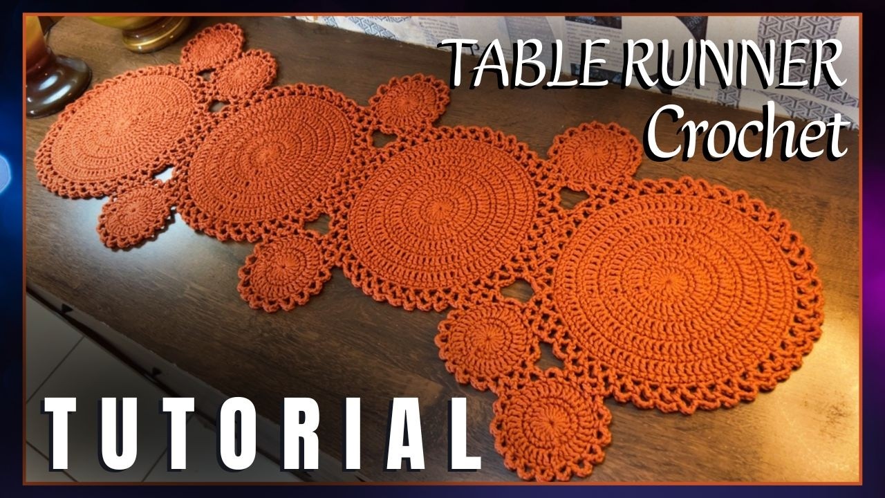 Вязаная крючком скатерть-дорожка с круговыми мотивами | Простой, быстрый и экономичный узор
