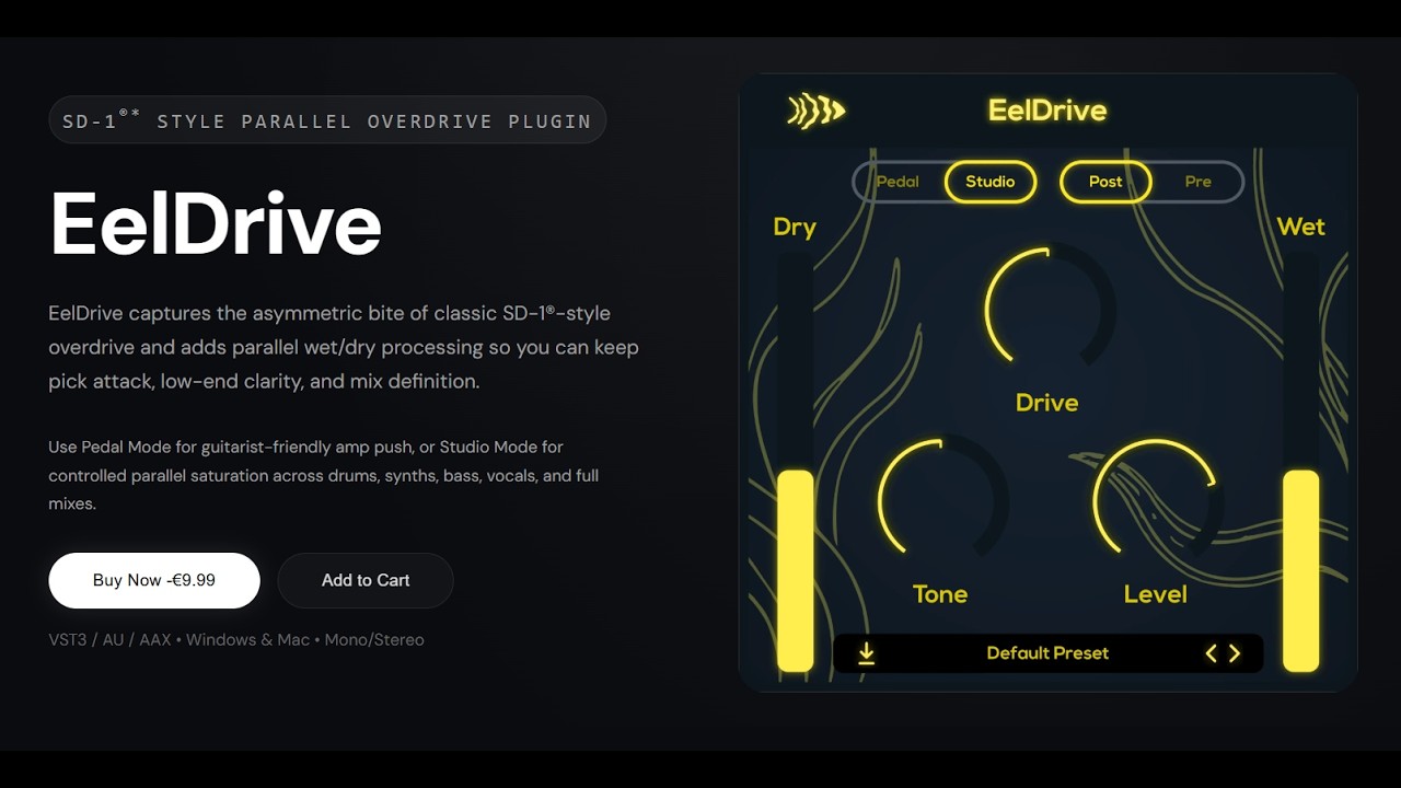 EelDrive - SD-1® Style Parallel Overdrive Plugin