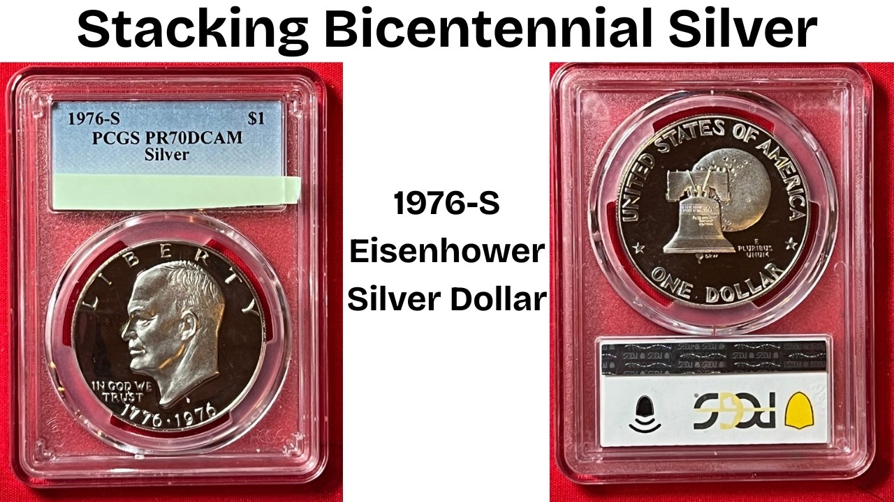 Kolekcjonowanie srebrnych monet dwustulecia ~ 1976-S, 40-procentowy dolar Eisenhowera (Zestaw rej...
