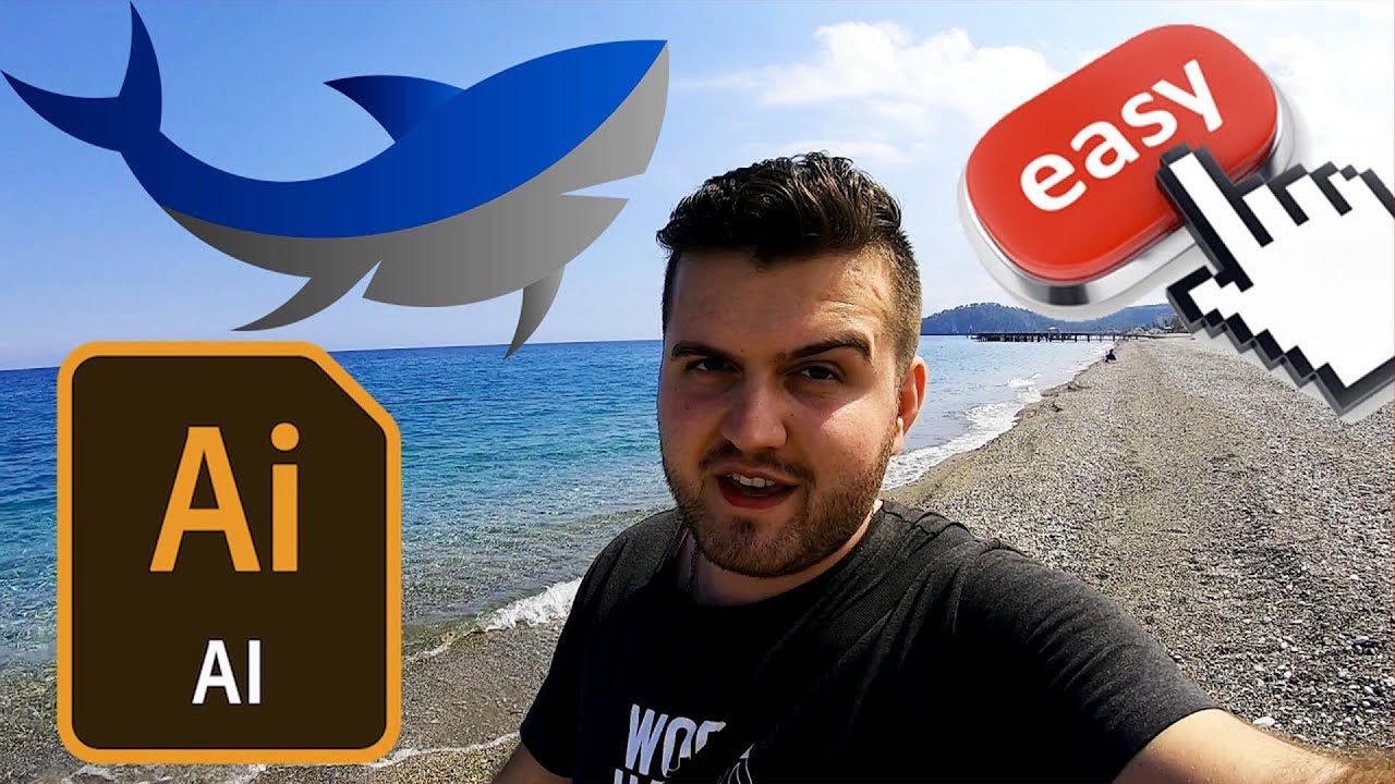 ზვიგენის მინიმალისტური ლოგო ილუსტრატორში. მარტივი გაკვეთილი