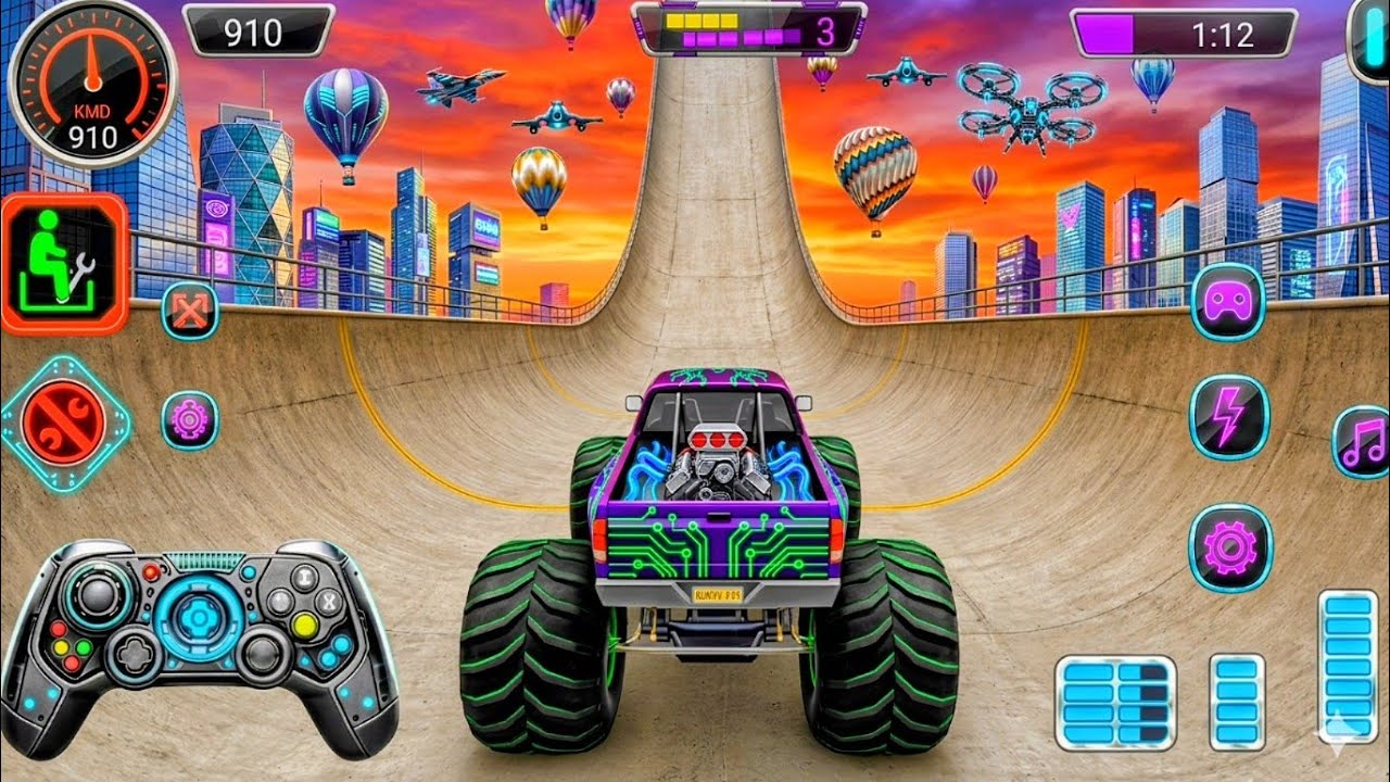 🚨Monster Truck Mega Ramp Extreme Racing Mega Ramp Extreme stunts 💥 Insane Crash Stunts
