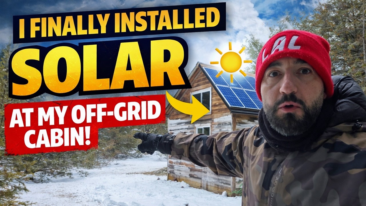 I FINALLY INSTALLED SOLAR AT MY OFF-GRID CABIN + UNBOXING MYSTERY BOX WITH MY WIFE!