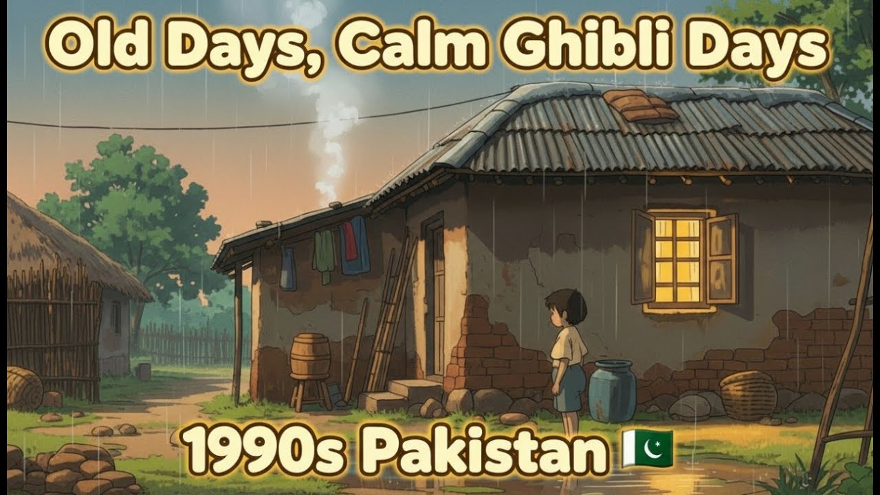 1990s Pakistani Village Nostalgia 🌧️| Peaceful Ghibli-Style Rural Life