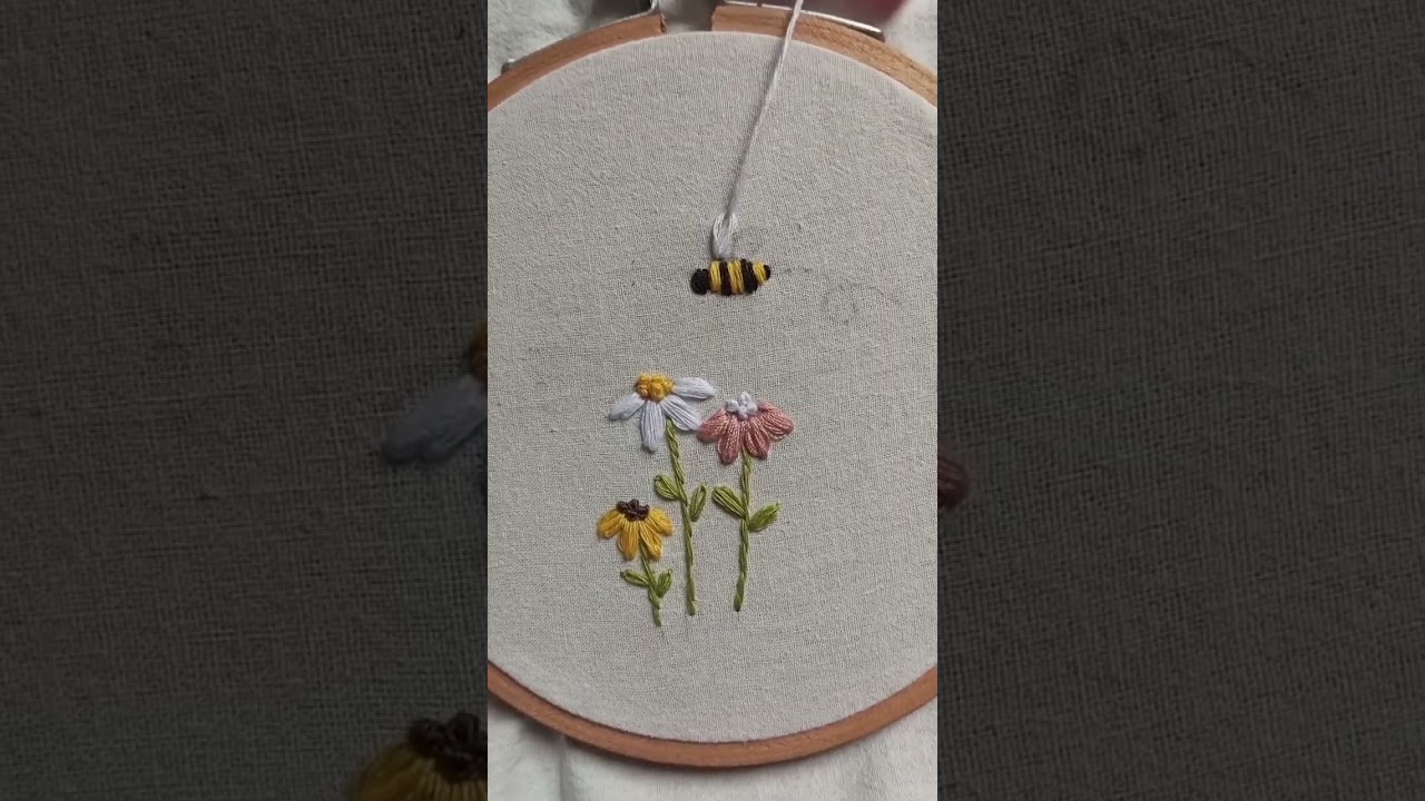 Easy Bee Embroidery 🐝✨ | Perfect for T-shirts & beginners! #beekind #embroidery #shorts #handmade
