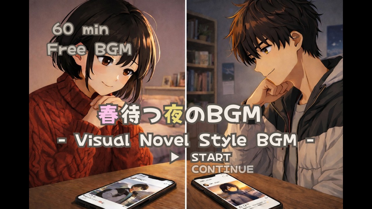 【Free Sleep Support BGM / Visual Novel Style】春待つ夜のタイムライン - Springbound Timeline - / 1時間耐久