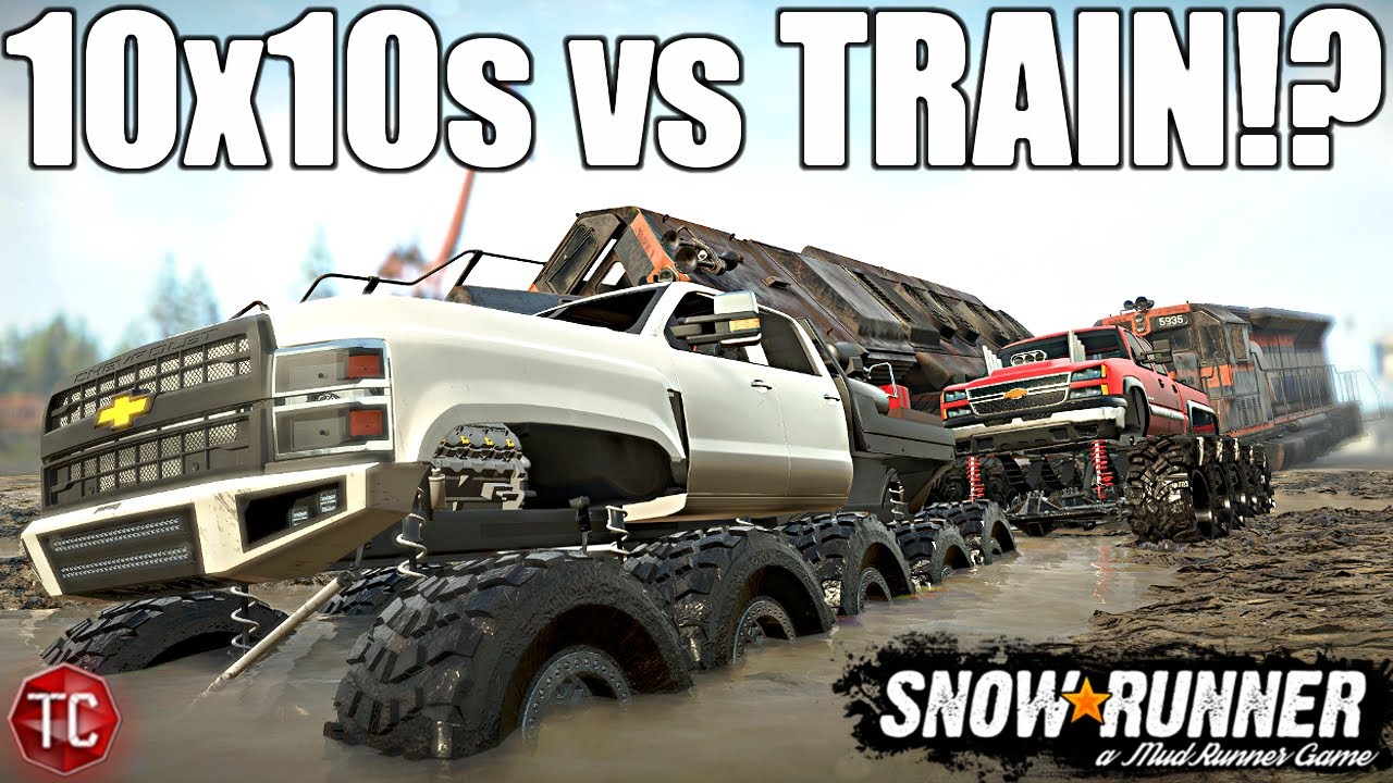 SnowRunner: NEW 10x10 DURAMAX vs TRAIN & TANKCAT!?