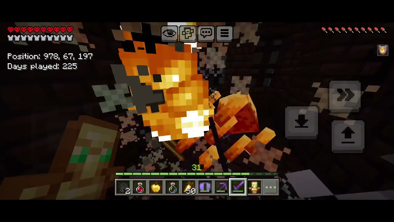 Fight with wither in Hardcore Minecraft..            ON Android Device. A to Z. Thank You..