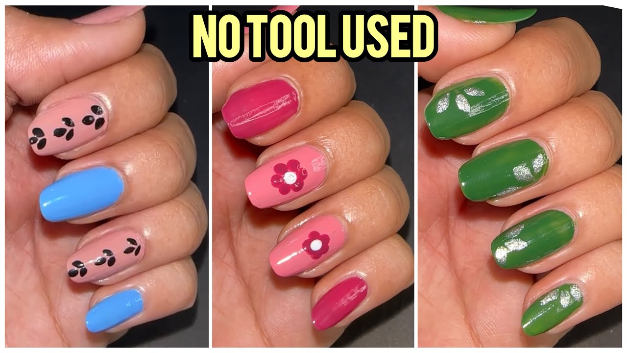 Simple and easy nail art design at home || Nail art with household items 🧷