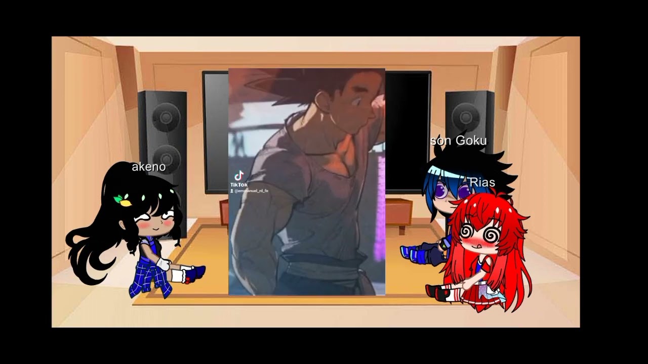 accionando a tik tok de Goku Goku x koneko x rías x akeno y x asia