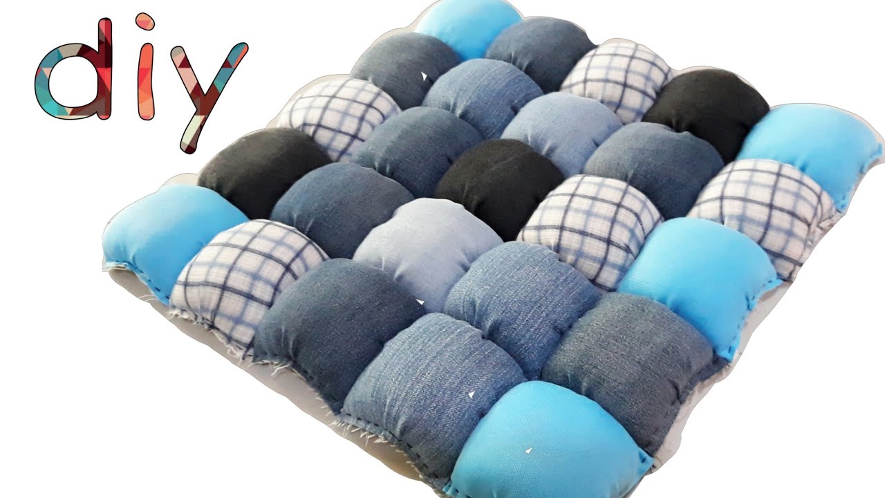 DIYเบาะรองนั่งจากเศษผ้า|How to make a Bubble Puff Quilt|DIY Patchwork Cushion