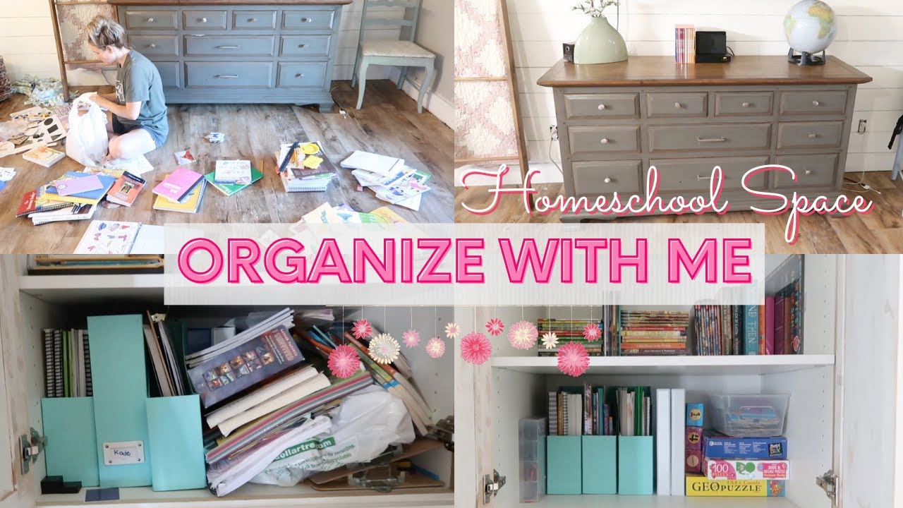 ORGANIZE WITH ME || SMALL SPACE HOMESCHOOLING ORGANIZATION || MINIMALIST HOMESCHOOL DECLUTTER
