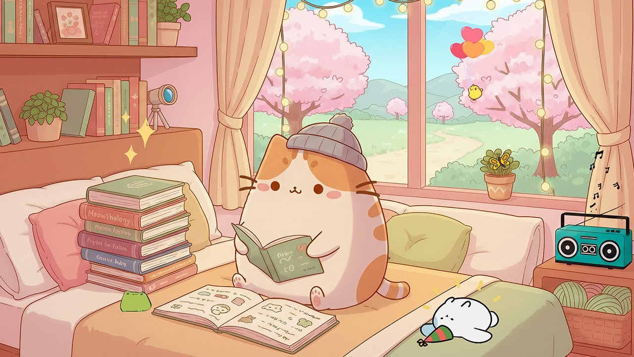 Mochi’s Spring Reading Spot 📚 Relaxing Lofi for Study Time 🎧 Cozy Beats to Focus & Relax