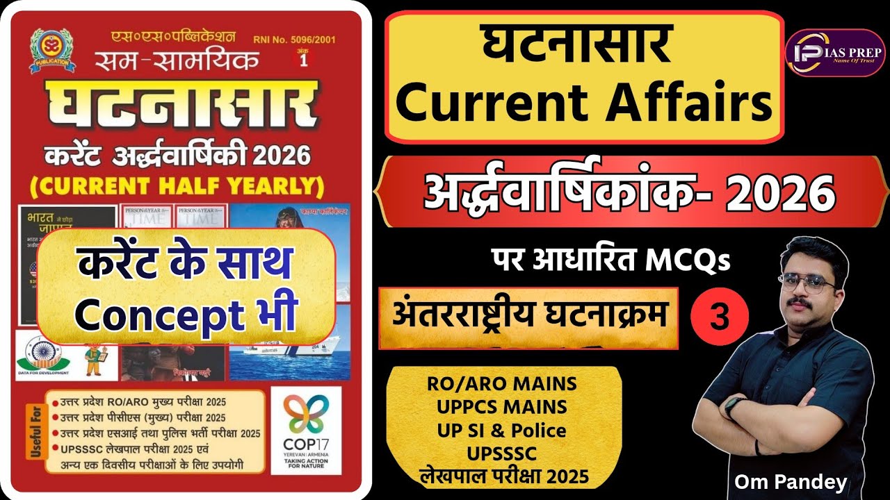 घटनासार करेंट अर्धवार्षिकी 2026|अंतर्राष्ट्रीय घटनाक्रम-3|GHATNASAR HALF YEARLY CURRENT AFFAIRS 2026