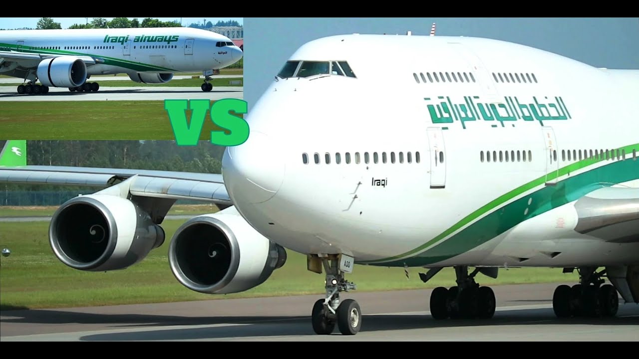 Легендарный и редкий Boeing 747 Iraqi Airways против Iraqi Airways Boeing 777. Посадка и взлёт.