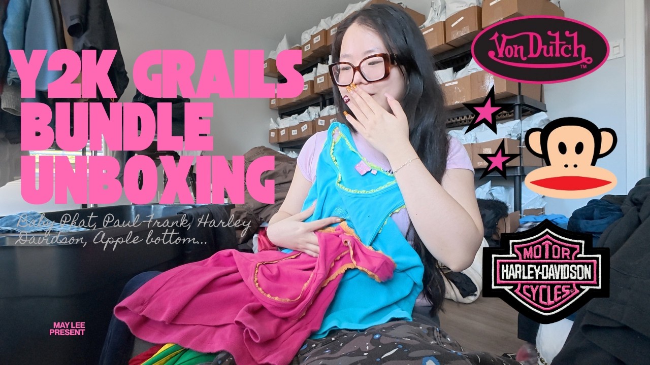 ⭐️Unboxing EPIC Y2K bundle: THRIFT HAUL TRY ON! Paul Frank, Harley Davidson, Apple Bottom, Baby Phat