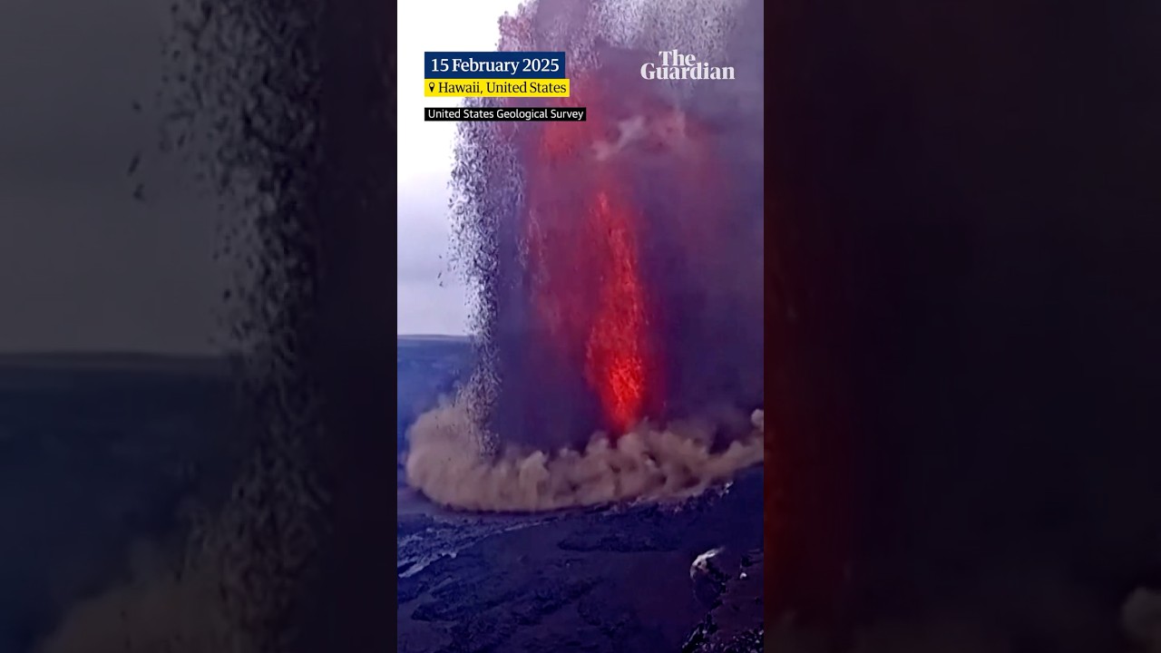 Moment Kilauea volcano erupts in lava fountains