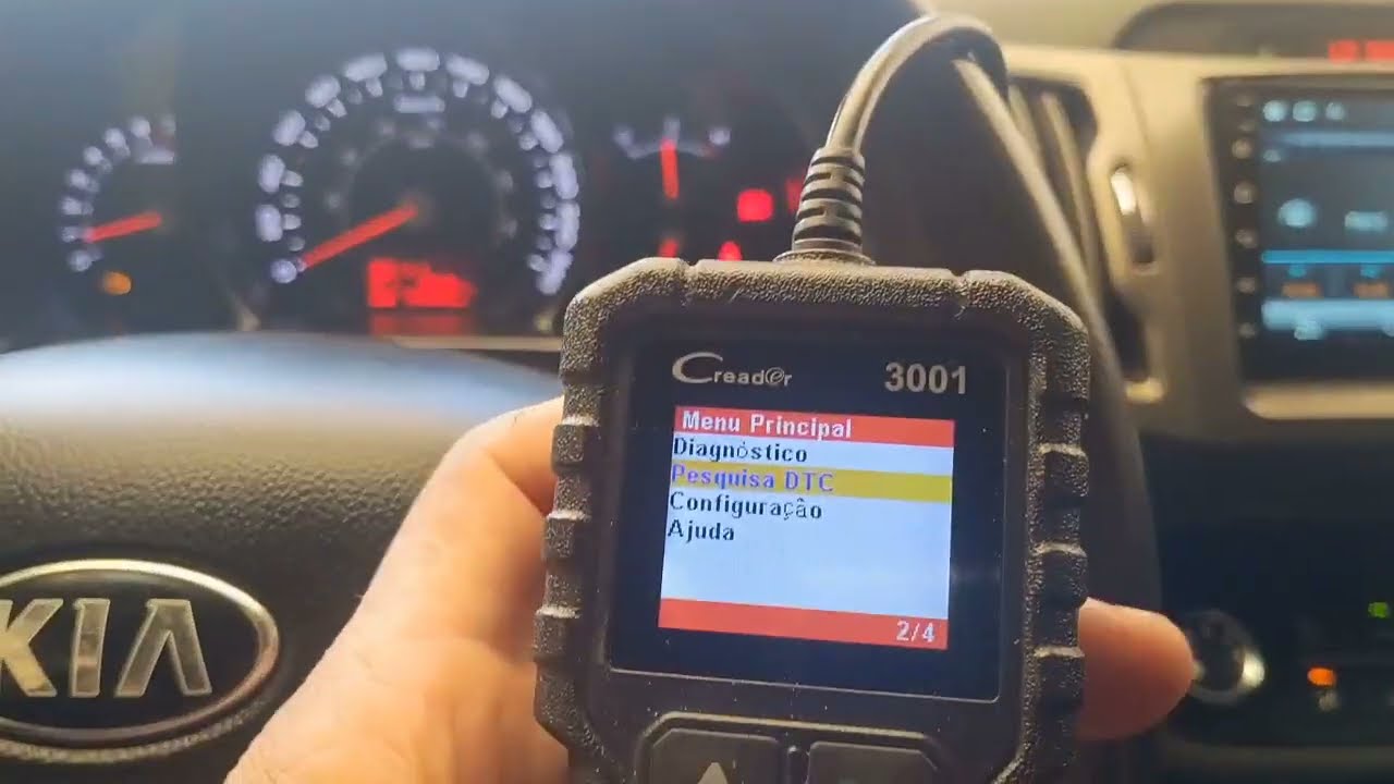 Kia Sportage com luz da injeção acesa,acesso com Creader 3001