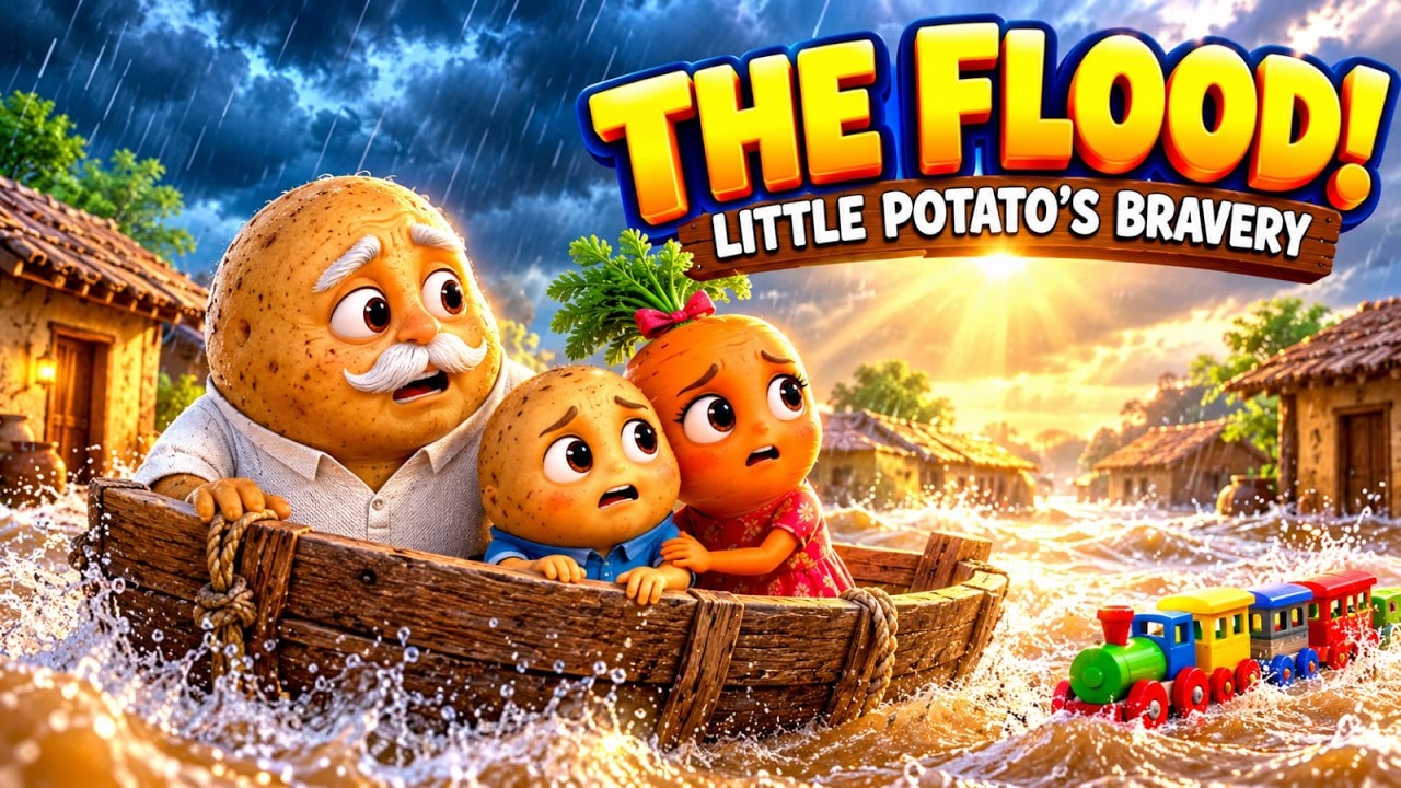 The Great Flood 🌊 Little Potato&rsquo;s Brave Rescue! 🥹 | Emotional 3D Animated Moral Story