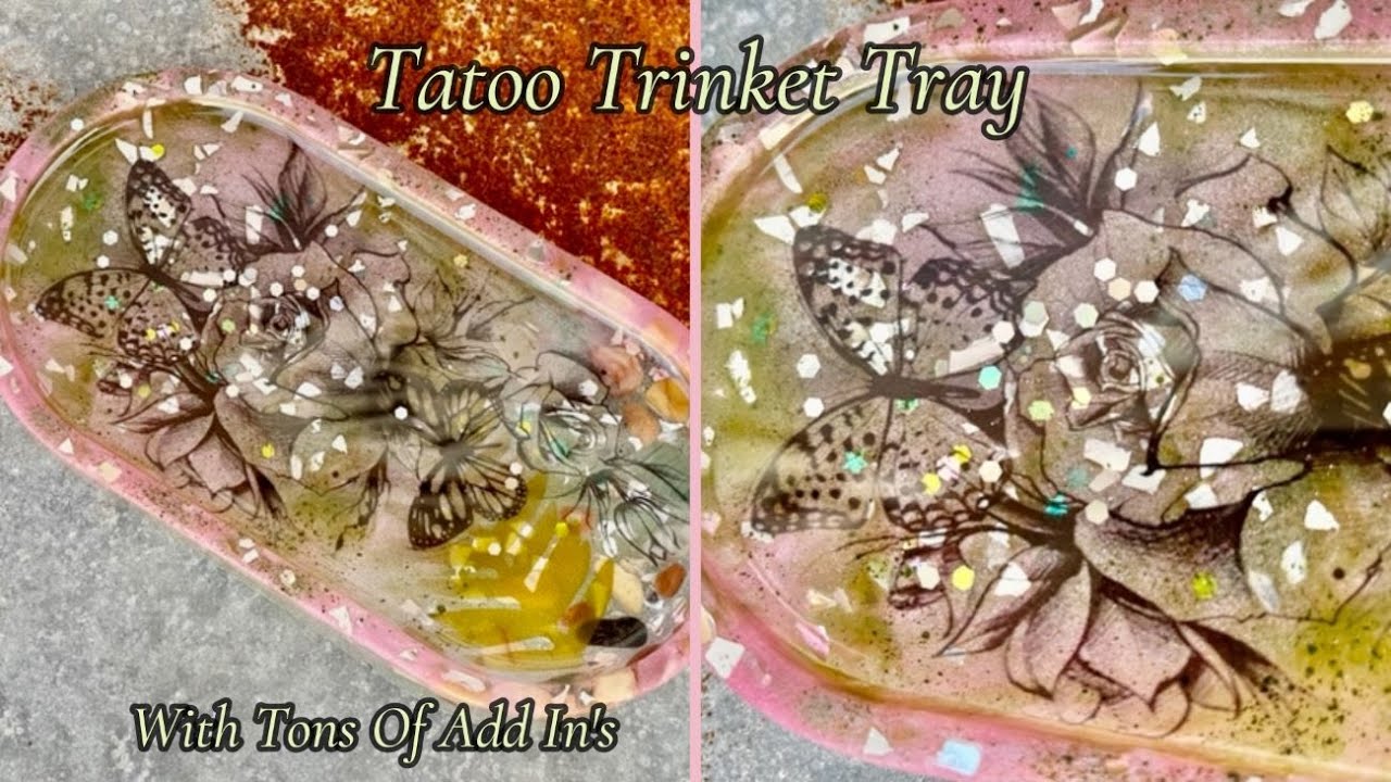 #22 Resin Trinket Tray With Temporary Tattoo's