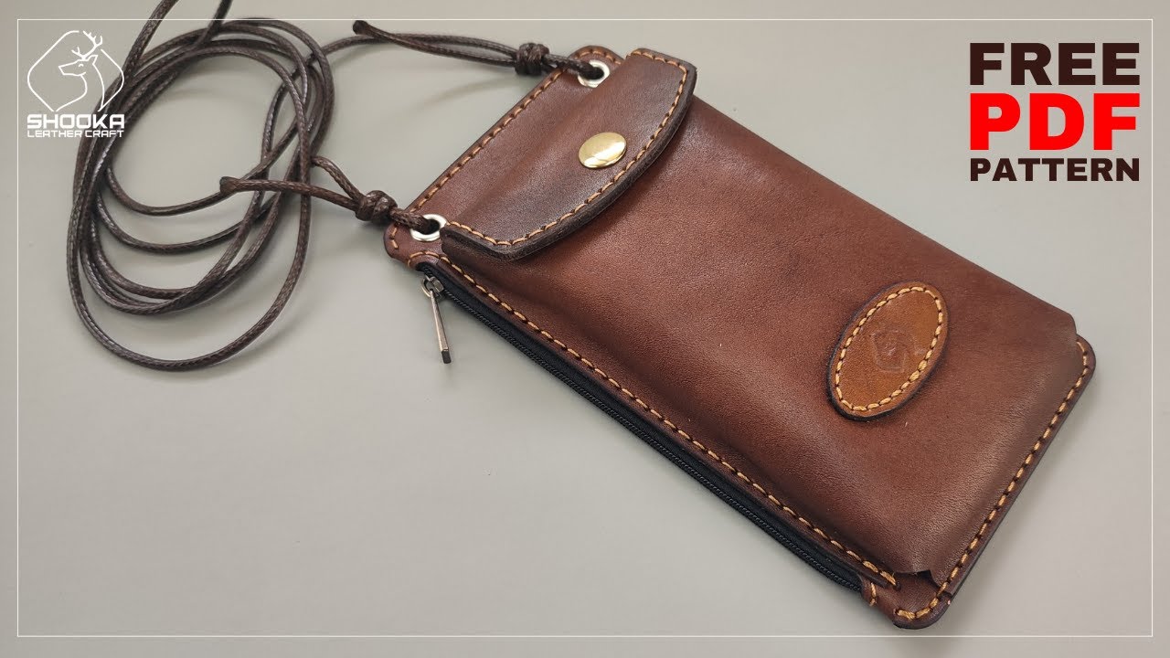 Cell Phone Leather Bag Sewing - Mobile Pouch Crossbody Bag - Free PDF Pattern