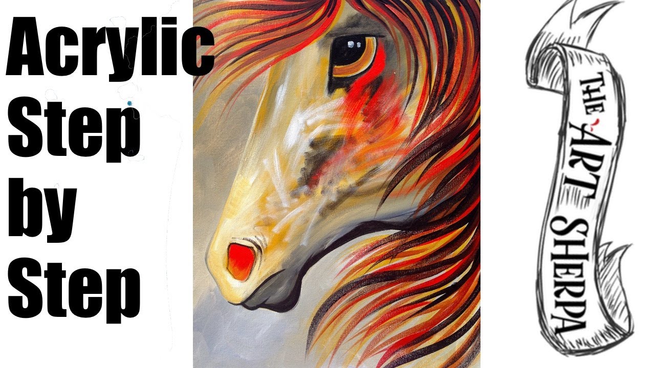 Easy Abstract Horse | Beginning Acrylic Painting Lesson step by step  | TheArtSherpa