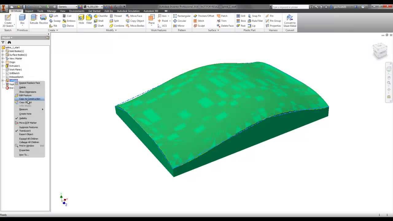 Autodesk Inventor - Splines and Surface Modeling