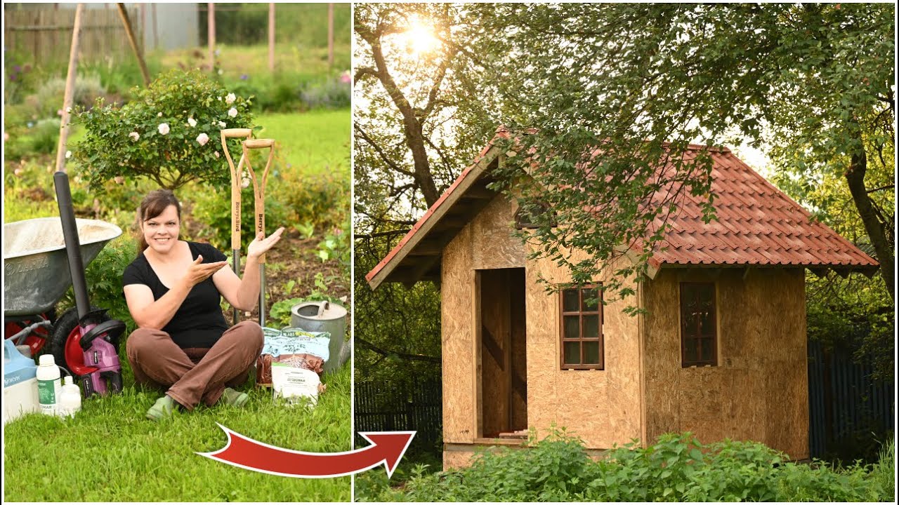 Расчистили дом и гараж построив домик для садового инструмента!