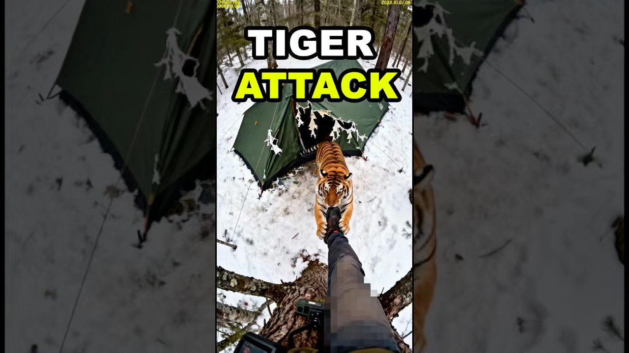 Wild Tiger Approaches Tent &ndash; You Won't Believe What Happens 😱 #camping #tiger #funny