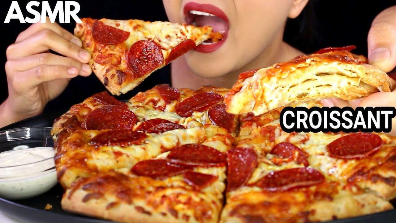 ASMR CROISSANT PEPPERONI PIZZA by Digiorno EATING SOUND MUKBANG Eating Video