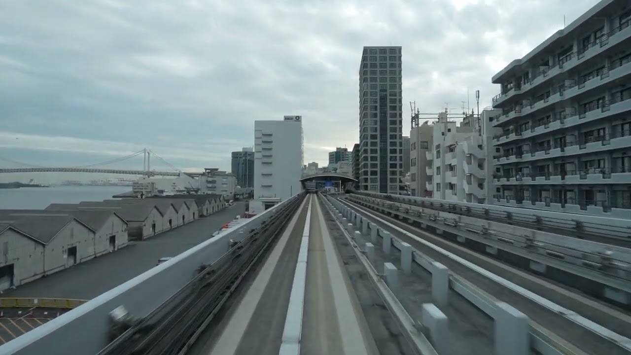 Tokyo YURIKAMOME LINE Monorail from SHIMBASHI to DAIBA Station [HD]