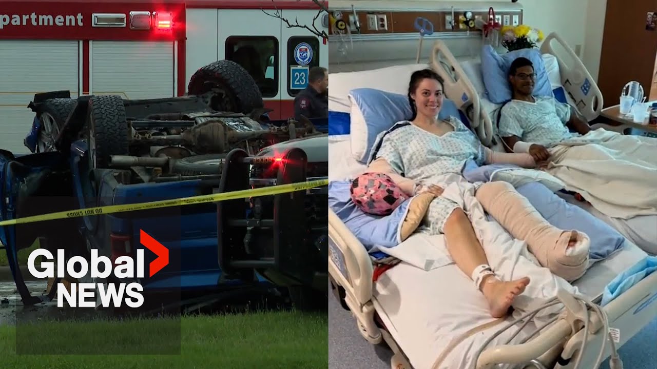 Newlywed couple share difficult recovery after tragic car crash in Calgary