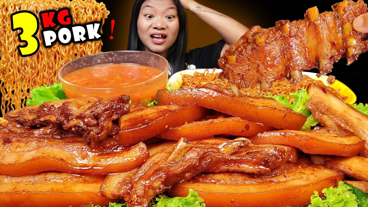 3KG Pork Timer Challenge | Pork Mukbang With Black Bean Noodles | Nepali Mukbang