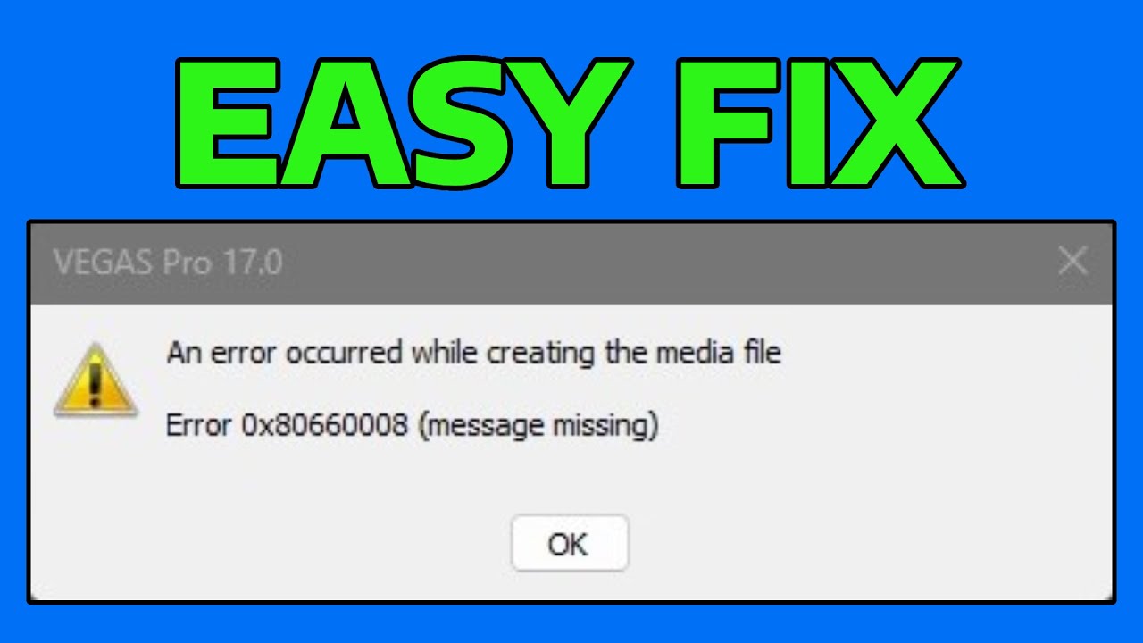 How To Fix An Error Occurred While Creating The Media File Error 0x80660008 (Vegas Pro)