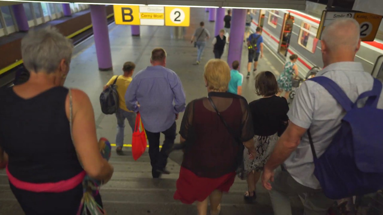 Czech Republic, Prague, metro ride from Zličín to Smíchovské nádraží