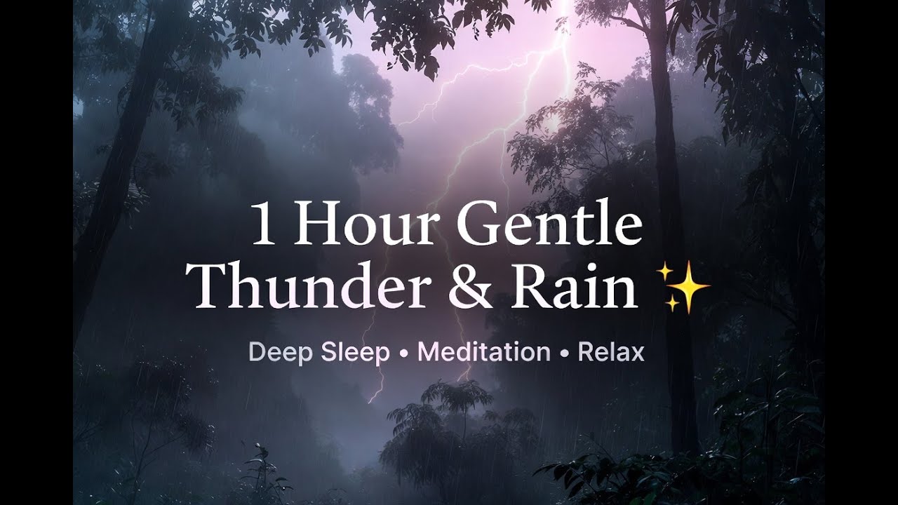 1 Hour Gentle Thunder & Rain Sounds 🌧️⚡ | Deep Sleep & Relaxation Seamless Loop