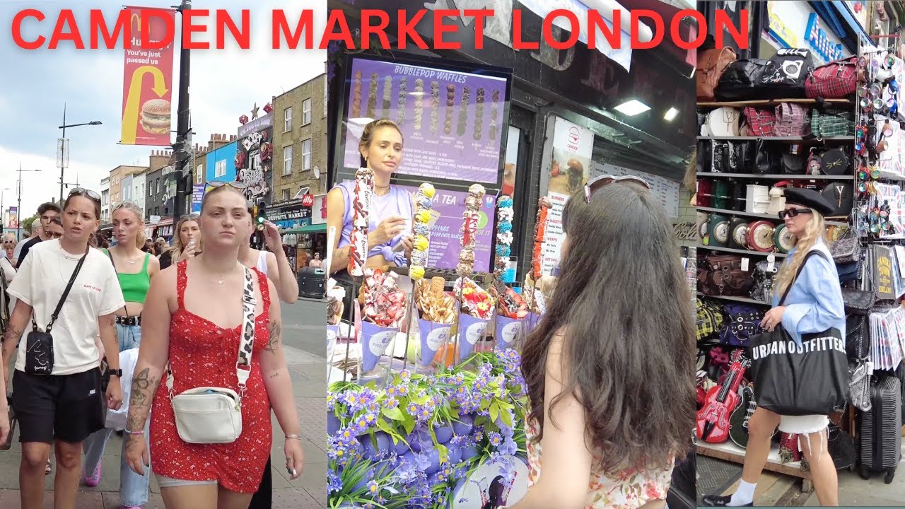 🇬🇧 CAMDEN MARKET LONDON SUMMER BEST STREET FOOD AND CLOTHES SHOP 2023