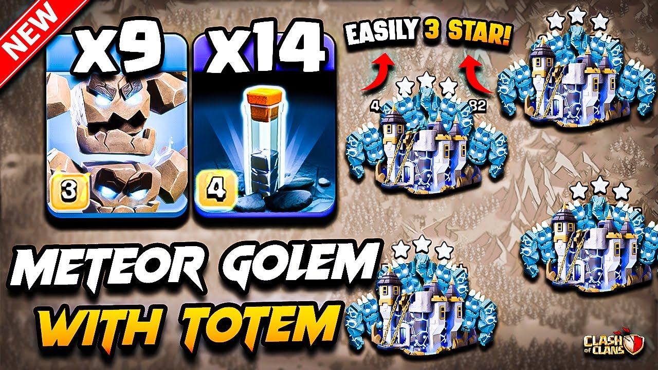 TH18 METEOR GOLEM Attack With TOTEM Clash of Clans | Best TH18 Attack Strategy With Meteor Golem COC