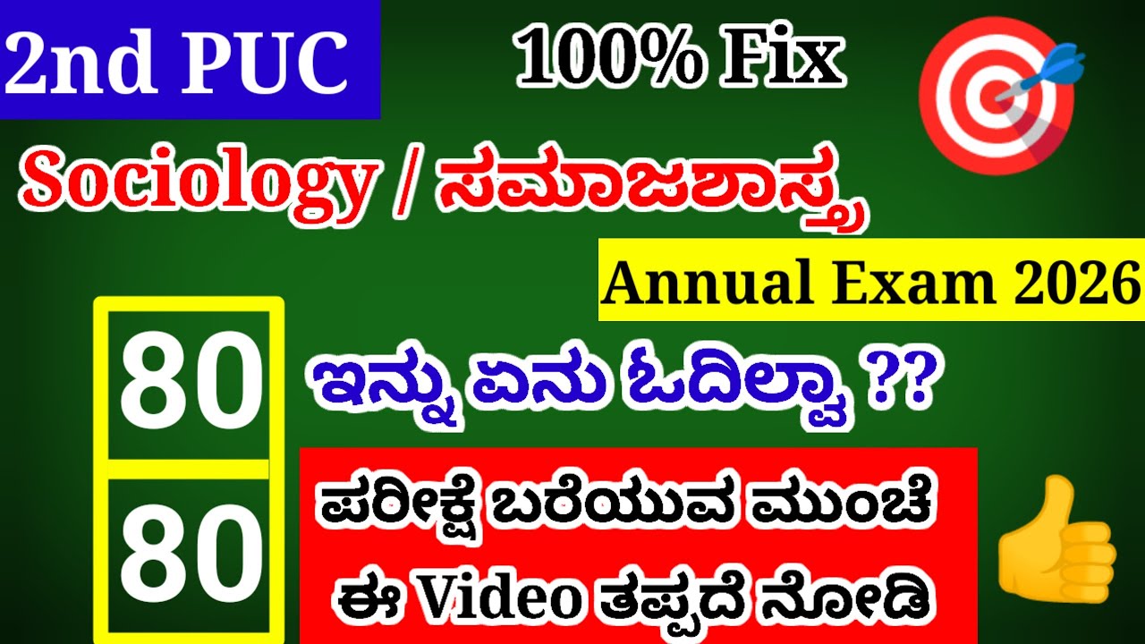 2nd PUC Sociology Important Questions For Annual Exam 2026 Karnataka Board 