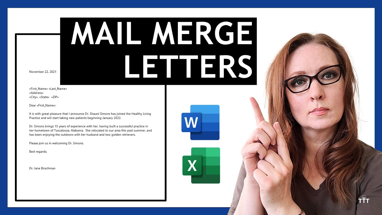 Как создать ПИСЬМА в Microsoft Word с помощью слияния | Использование списка из Microsoft Excel