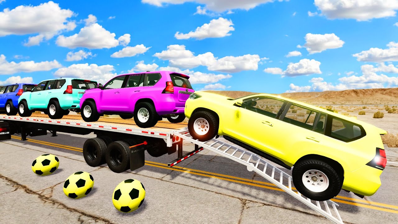 Flatbed Truck Mcqueen | Transportation with Truck - Pothole vs Car #07 - BeamNG.Drive