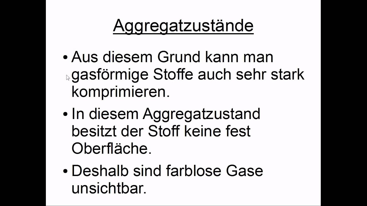 Aggregatzustand bzw. Aggegratzust&auml;nde