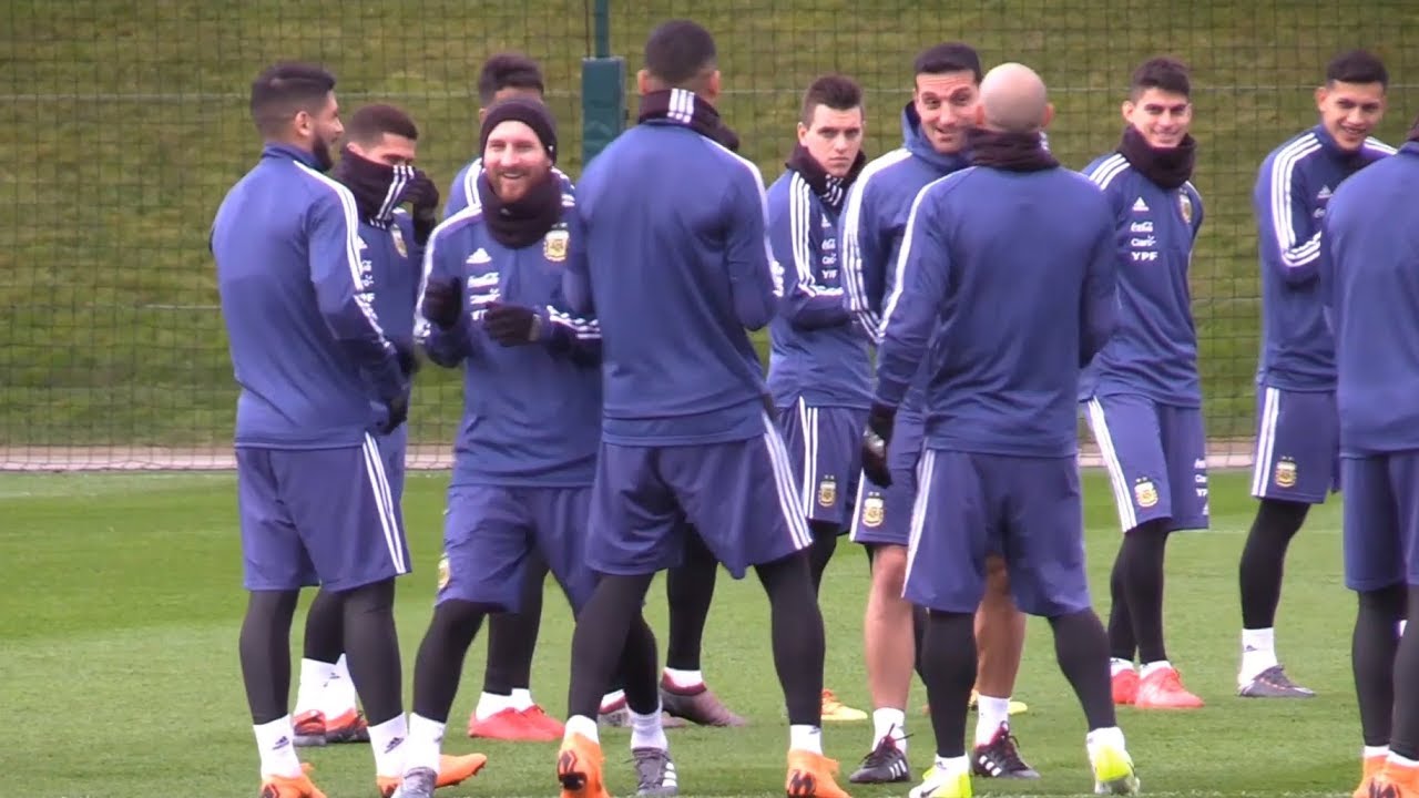 Lionel Messi Trains With Argentina Squad In Manchester