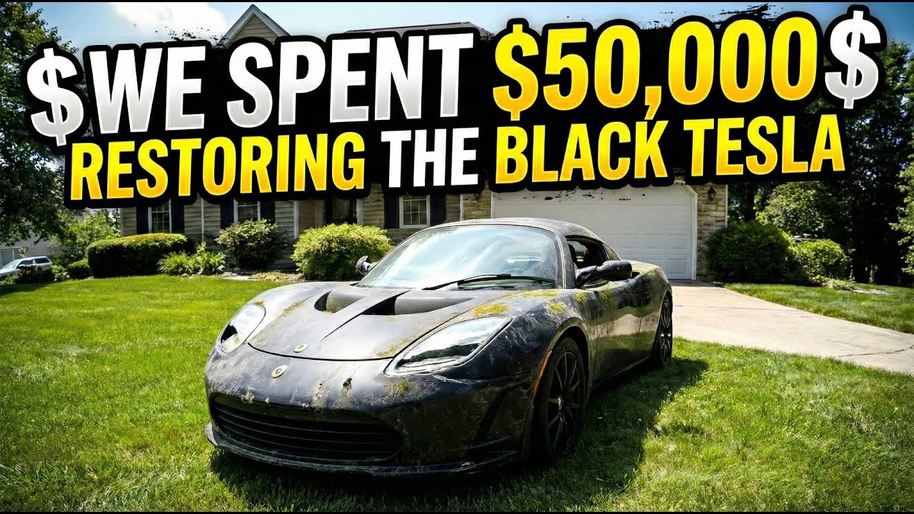 We spent $50,000 restoring the black Tesla Roadster