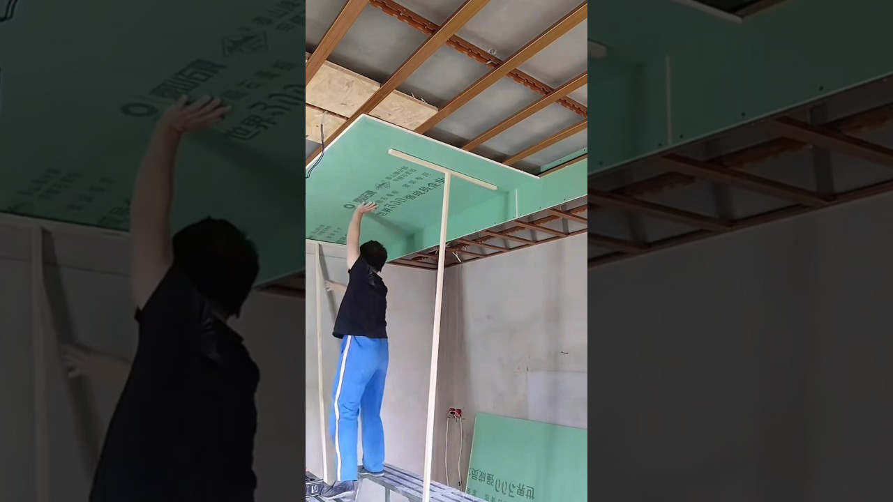 Install gypsum board ceiling#tools #carpenter