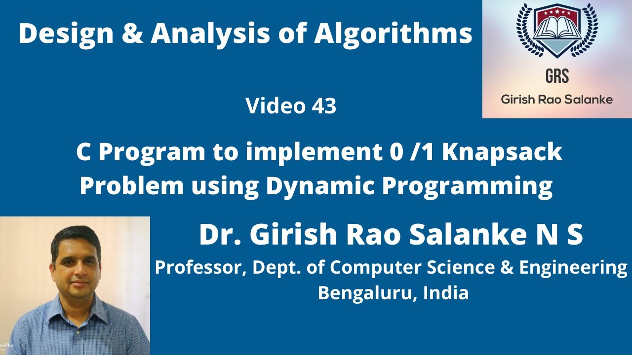 43  C Program to Solve Knapsack Problem using Dynamic Programming