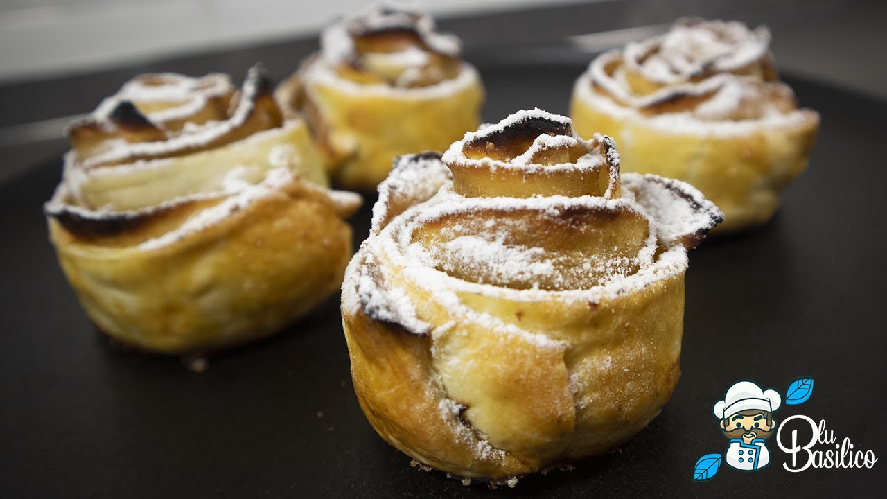 Rosette di pasta sfoglia alle mele -  facili e deliziose