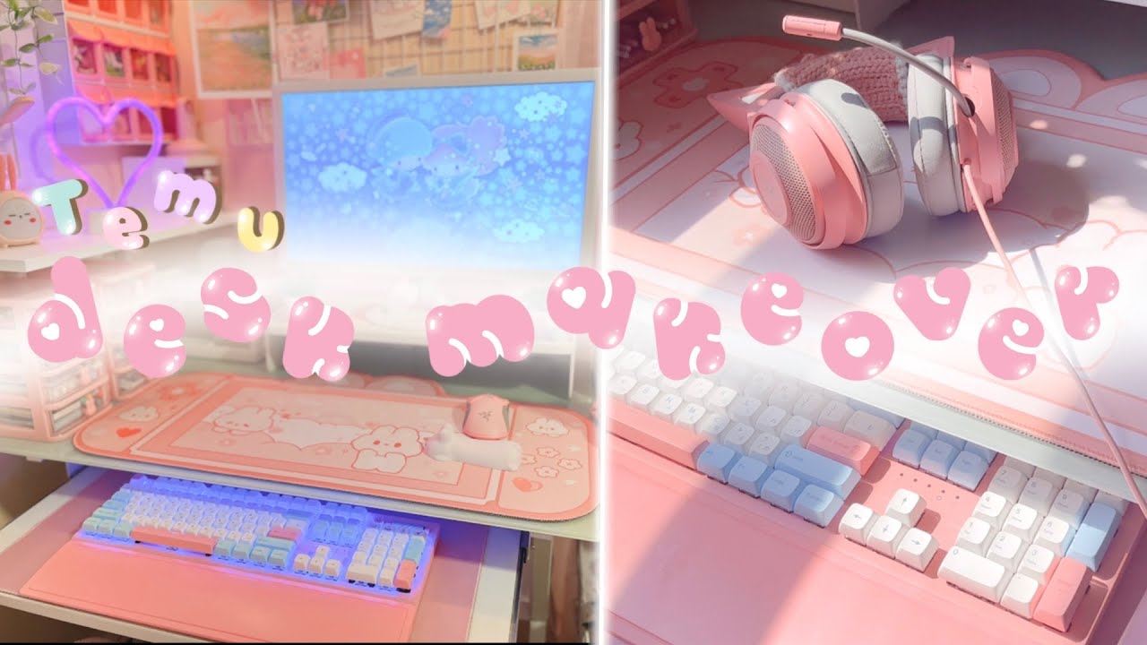 🌸Bunny gaming desk tour + makeover on a budget🌸 + HAUL ft. Temu organization