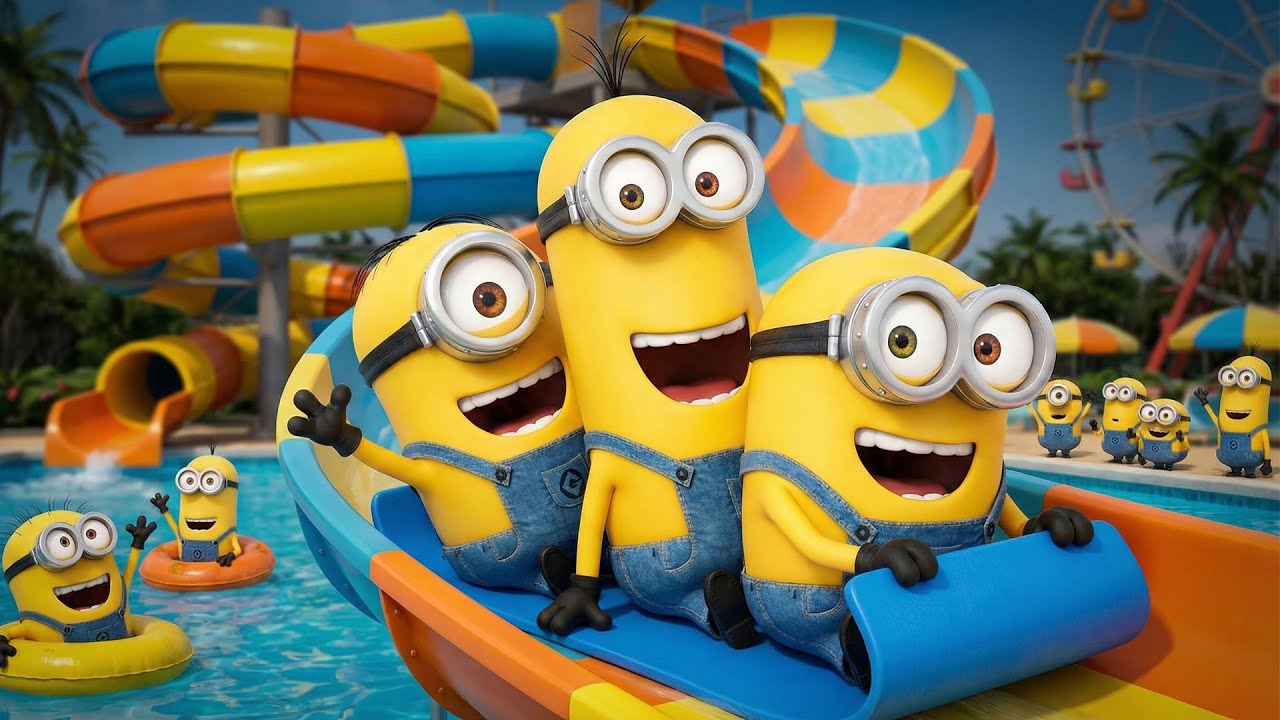 Water Park Adventure 🌊🎢😱 Can the Minions Conquer the Giant Water Slide?💦💥 | Funny Minions Animation